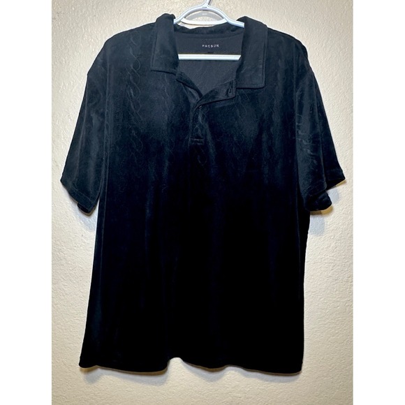 Pacsun‎ Velour Black Onyx Polo Shirt Size M - Picture 1 of 11